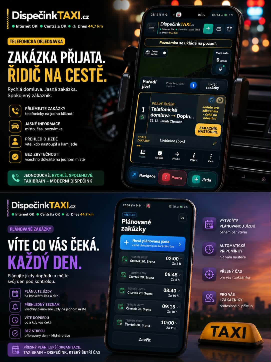 Telefonická zakázka v aplikaci TaxiBrain Driver